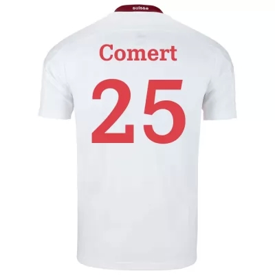 Naisten Sveitsin Jalkapallomaajoukkue Eray Comert #25 Vieraspaita Valkoinen 2021 Lyhythihainen Paita