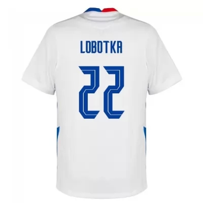 Miesten Slovakian Jalkapallomaajoukkue Stanislav Lobotka #22 Vieraspaita Valkoinen 2021 Lyhythihainen Paita