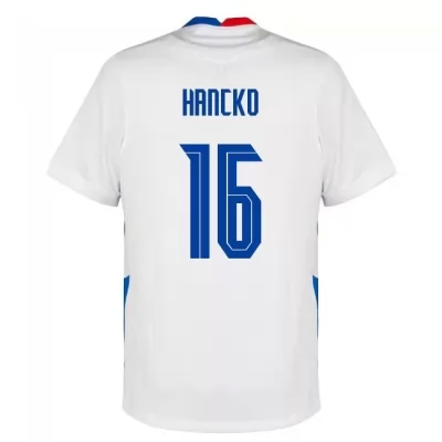 Naisten Slovakian Jalkapallomaajoukkue David Hancko #16 Vieraspaita Valkoinen 2021 Lyhythihainen Paita