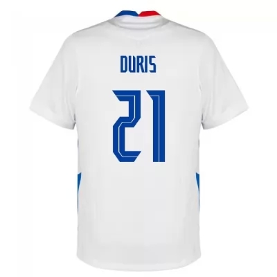 Naisten Slovakian jalkapallomaajoukkue Michal Duris #21 Vieraspaita Valkoinen 2021 Lyhythihainen Paita