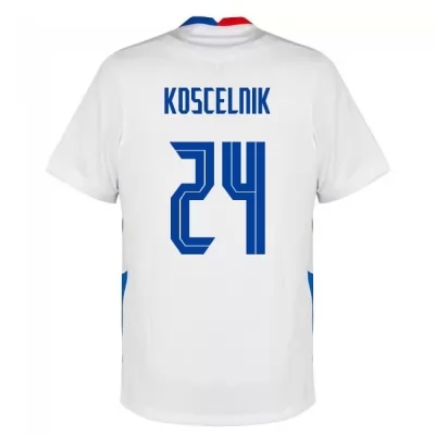 Naisten Slovakian jalkapallomaajoukkue Martin Koscelnik #24 Vieraspaita Valkoinen 2021 Lyhythihainen Paita