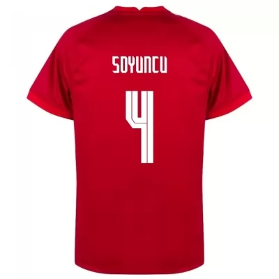 Miesten Turkin Jalkapallomaajoukkue Caglar Soyuncu #4 Vieraspaita Punainen 2021 Lyhythihainen Paita
