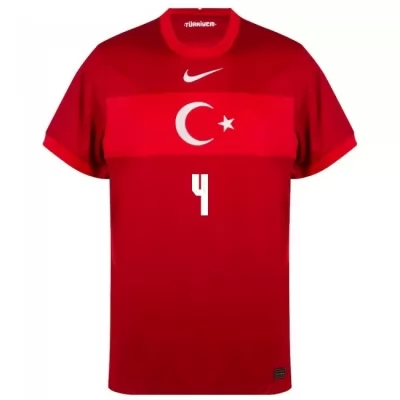 Lapset Turkin Jalkapallomaajoukkue Caglar Soyuncu #4 Vieraspaita Punainen 2021 Lyhythihainen Paita