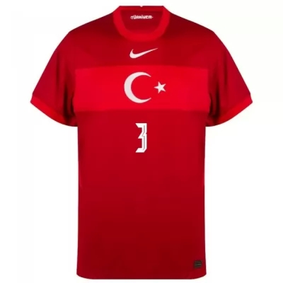 Lapset Turkin Jalkapallomaajoukkue Merih Demiral #3 Vieraspaita Punainen 2021 Lyhythihainen Paita