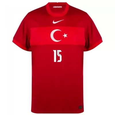 Miesten Turkin Jalkapallomaajoukkue Ozan Kabak #15 Vieraspaita Punainen 2021 Lyhythihainen Paita