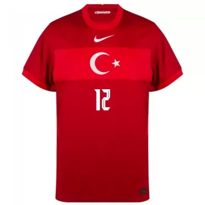Miesten Turkin Jalkapallomaajoukkue Altay Bayindir #12 Vieraspaita Punainen 2021 Lyhythihainen Paita