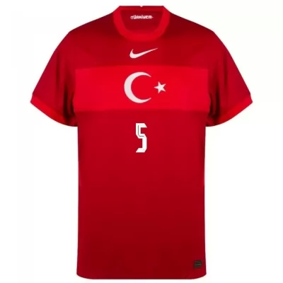 Naisten Turkin Jalkapallomaajoukkue Okay Yokuslu #5 Vieraspaita Punainen 2021 Lyhythihainen Paita