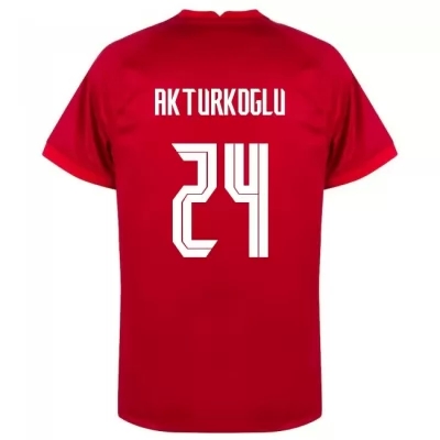 Miesten Turkin Jalkapallomaajoukkue Kerem Akturkoglu #24 Vieraspaita Punainen 2021 Lyhythihainen Paita