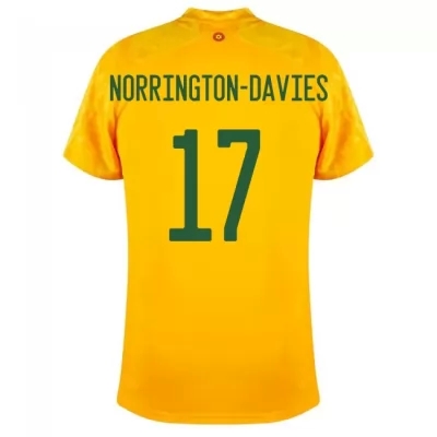 Naisten Walesin Jalkapallomaajoukkue Rhys Norrington-davies #17 Vieraspaita Keltainen 2021 Lyhythihainen Paita