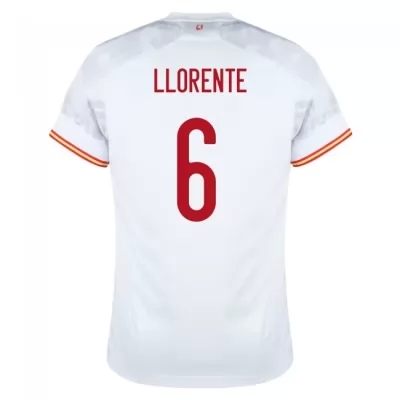 Miesten Espanjan jalkapallomaajoukkue Marcos Llorente #6 Vieraspaita Valkoinen 2021 Lyhythihainen Paita