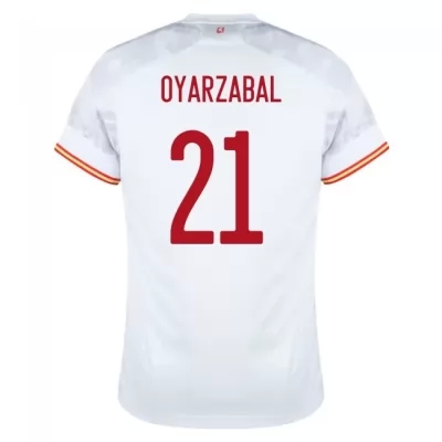 Lapset Espanjan jalkapallomaajoukkue Mikel Oyarzabal #21 Vieraspaita Valkoinen 2021 Lyhythihainen Paita