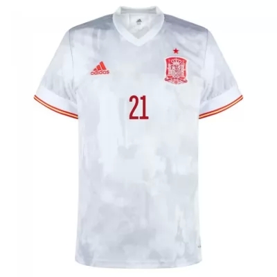 Lapset Espanjan Jalkapallomaajoukkue Mikel Oyarzabal #21 Vieraspaita Valkoinen 2021 Lyhythihainen Paita