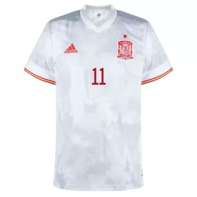 Lapset Espanjan Jalkapallomaajoukkue Ferran Torres #11 Vieraspaita Valkoinen 2021 Lyhythihainen Paita