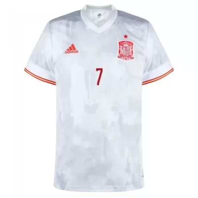 Naisten Espanjan Jalkapallomaajoukkue Alvaro Morata #7 Vieraspaita Valkoinen 2021 Lyhythihainen Paita