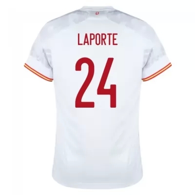 Lapset Espanjan jalkapallomaajoukkue Aymeric Laporte #24 Vieraspaita Valkoinen 2021 Lyhythihainen Paita
