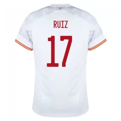Lapset Espanjan jalkapallomaajoukkue Fabian Ruiz #17 Vieraspaita Valkoinen 2021 Lyhythihainen Paita