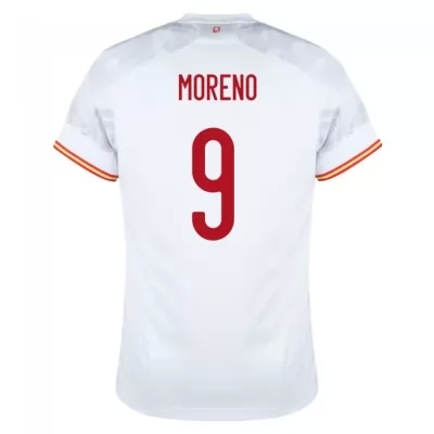 Miesten Espanjan jalkapallomaajoukkue Gerard Moreno #9 Vieraspaita Valkoinen 2021 Lyhythihainen Paita