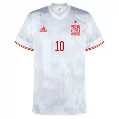 Naisten Espanjan Jalkapallomaajoukkue Thiago #10 Vieraspaita Valkoinen 2021 Lyhythihainen Paita