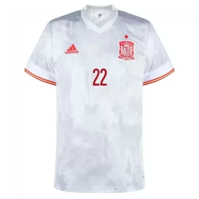Naisten Espanjan Jalkapallomaajoukkue Pablo Sarabia #22 Vieraspaita Valkoinen 2021 Lyhythihainen Paita