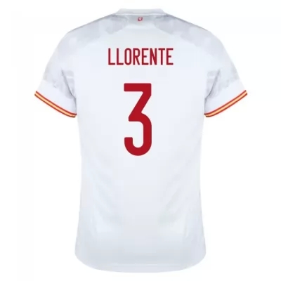 Naisten Espanjan jalkapallomaajoukkue Diego Llorente #3 Vieraspaita Valkoinen 2021 Lyhythihainen Paita
