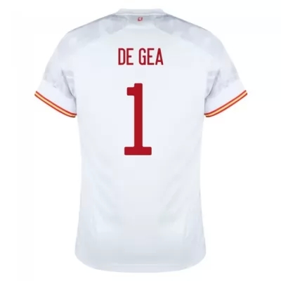Naisten Espanjan jalkapallomaajoukkue David de Gea #1 Vieraspaita Valkoinen 2021 Lyhythihainen Paita