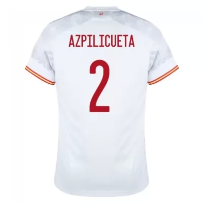 Lapset Espanjan jalkapallomaajoukkue Cesar Azpilicueta #2 Vieraspaita Valkoinen 2021 Lyhythihainen Paita