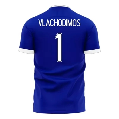 Lapset Kreikan Jalkapallomaajoukkue Odysseas Vlachodimos #1 Vieraspaita Sininen 2021 Lyhythihainen Paita
