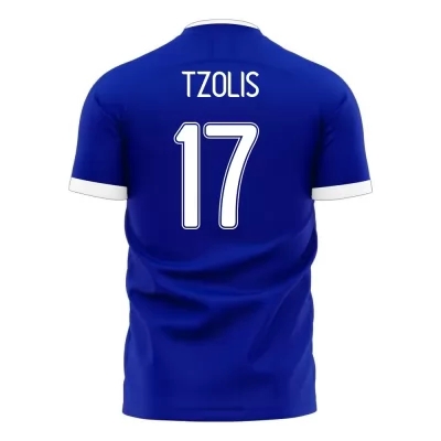 Naisten Kreikan Jalkapallomaajoukkue Christos Tzolis #17 Vieraspaita Sininen 2021 Lyhythihainen Paita