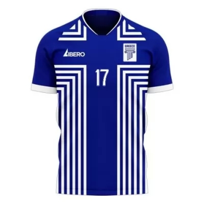 Miesten Kreikan Jalkapallomaajoukkue Christos Tzolis #17 Vieraspaita Sininen 2021 Lyhythihainen Paita