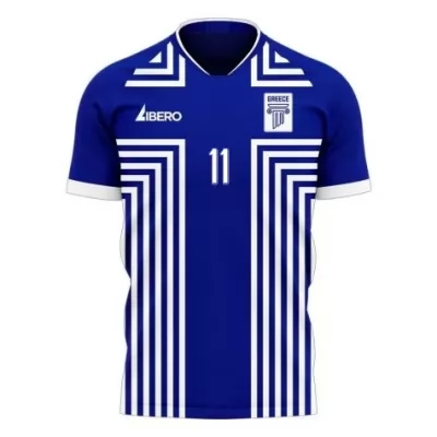 Naisten Kreikan Jalkapallomaajoukkue Anastasios Bakasetas #11 Vieraspaita Sininen 2021 Lyhythihainen Paita