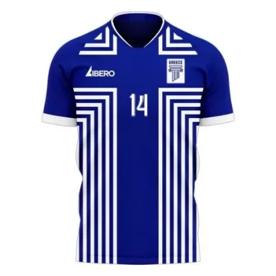 Miesten Kreikan Jalkapallomaajoukkue Dimitrios Pelkas #14 Vieraspaita Sininen 2021 Lyhythihainen Paita