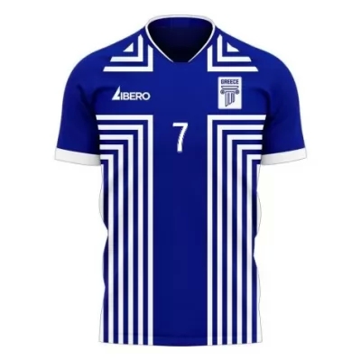 Miesten Kreikan Jalkapallomaajoukkue Georgios Masouras #7 Vieraspaita Sininen 2021 Lyhythihainen Paita