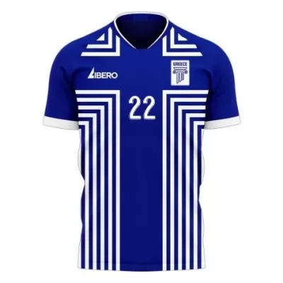 Miesten Kreikan Jalkapallomaajoukkue Konstantinos Mavropanos #22 Vieraspaita Sininen 2021 Lyhythihainen Paita
