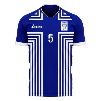 Miesten Kreikan Jalkapallomaajoukkue Andreas Bouchalakis #5 Vieraspaita Sininen 2021 Lyhythihainen Paita
