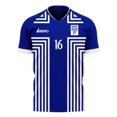 Naisten Kreikan Jalkapallomaajoukkue Vangelis Pavlidis #16 Vieraspaita Sininen 2021 Lyhythihainen Paita