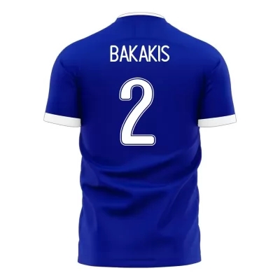 Miesten Kreikan Jalkapallomaajoukkue Michalis Bakakis #2 Vieraspaita Sininen 2021 Lyhythihainen Paita