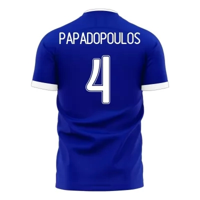 Miesten Kreikan Jalkapallomaajoukkue Kyriakos Papadopoulos #4 Vieraspaita Sininen 2021 Lyhythihainen Paita