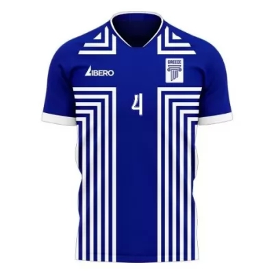 Naisten Kreikan Jalkapallomaajoukkue Kyriakos Papadopoulos #4 Vieraspaita Sininen 2021 Lyhythihainen Paita