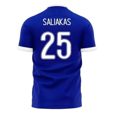 Miesten Kreikan Jalkapallomaajoukkue Manolis Saliakas #25 Vieraspaita Sininen 2021 Lyhythihainen Paita