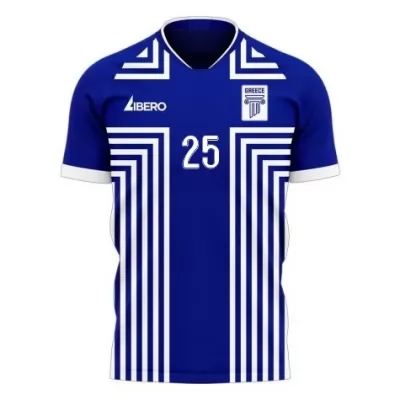 Naisten Kreikan Jalkapallomaajoukkue Manolis Saliakas #25 Vieraspaita Sininen 2021 Lyhythihainen Paita