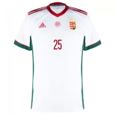 Naisten Unkarin Jalkapallomaajoukkue Janos Hahn #25 Vieraspaita Valkoinen 2021 Lyhythihainen Paita
