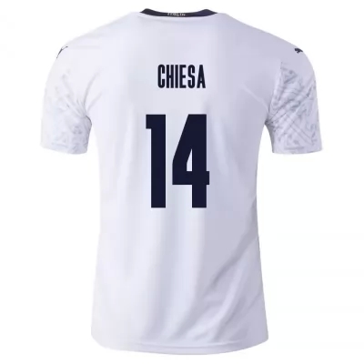 Naisten Italian jalkapallomaajoukkue Federico Chiesa #14 Vieraspaita Valkoinen 2021 Lyhythihainen Paita