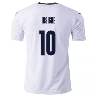 Naisten Italian jalkapallomaajoukkue Lorenzo Insigne #10 Vieraspaita Valkoinen 2021 Lyhythihainen Paita