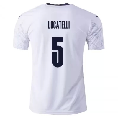 Miesten Italian jalkapallomaajoukkue Manuel Locatelli #5 Vieraspaita Valkoinen 2021 Lyhythihainen Paita