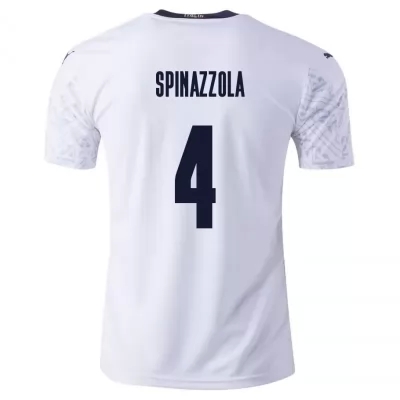 Miesten Italian jalkapallomaajoukkue Leonardo Spinazzola #4 Vieraspaita Valkoinen 2021 Lyhythihainen Paita