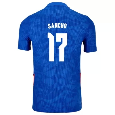 Naisten Englannin jalkapallomaajoukkue Jadon Sancho #17 Vieraspaita Sininen 2021 Lyhythihainen Paita