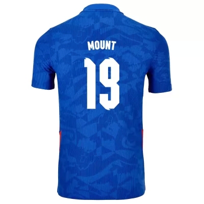 Miesten Englannin jalkapallomaajoukkue Mason Mount #19 Vieraspaita Sininen 2021 Lyhythihainen Paita