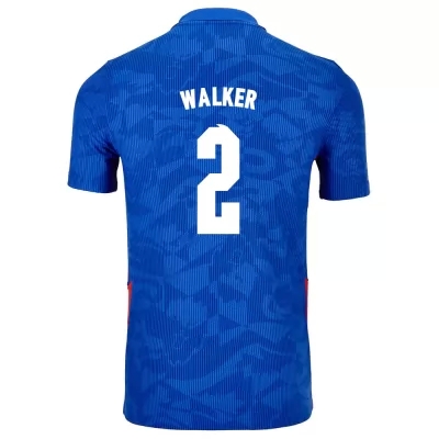 Lapset Englannin jalkapallomaajoukkue Kyle Walker #2 Vieraspaita Sininen 2021 Lyhythihainen Paita