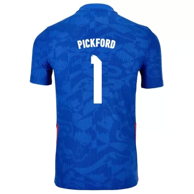 Miesten Englannin jalkapallomaajoukkue Jordan Pickford #1 Vieraspaita Sininen 2021 Lyhythihainen Paita