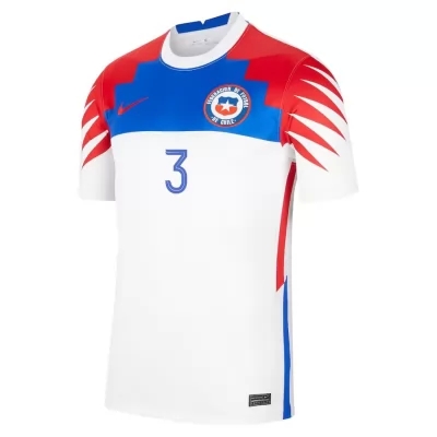 Naisten Chilen Jalkapallomaajoukkue Guillermo Maripan #3 Vieraspaita Valkoinen 2021 Lyhythihainen Paita